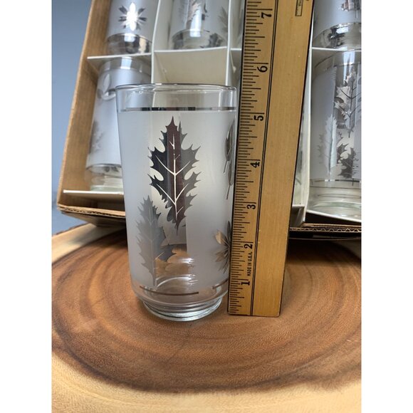 Vintage Libbey Silver Foliage 8-Piece Cooler Glass Set 15 Oz 1950s - Picture 6 of 11